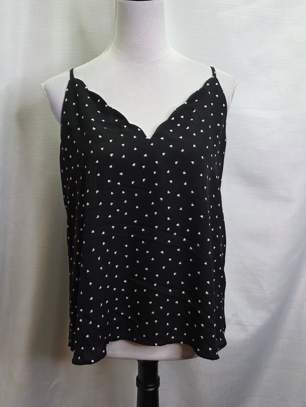 Socialite Black and White Polka Dot Flowy Tank Top Size Large